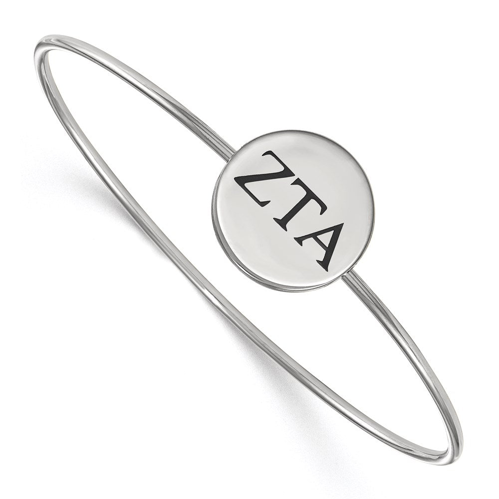 Sterling Silver Rh-plated LogoArt Zeta Tau Alpha Enameled Slip-on Bangle