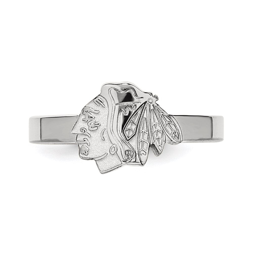 Sterling Silver Rhodium-plated NHL LogoArt Chicago Blackhawks Toe Ring
