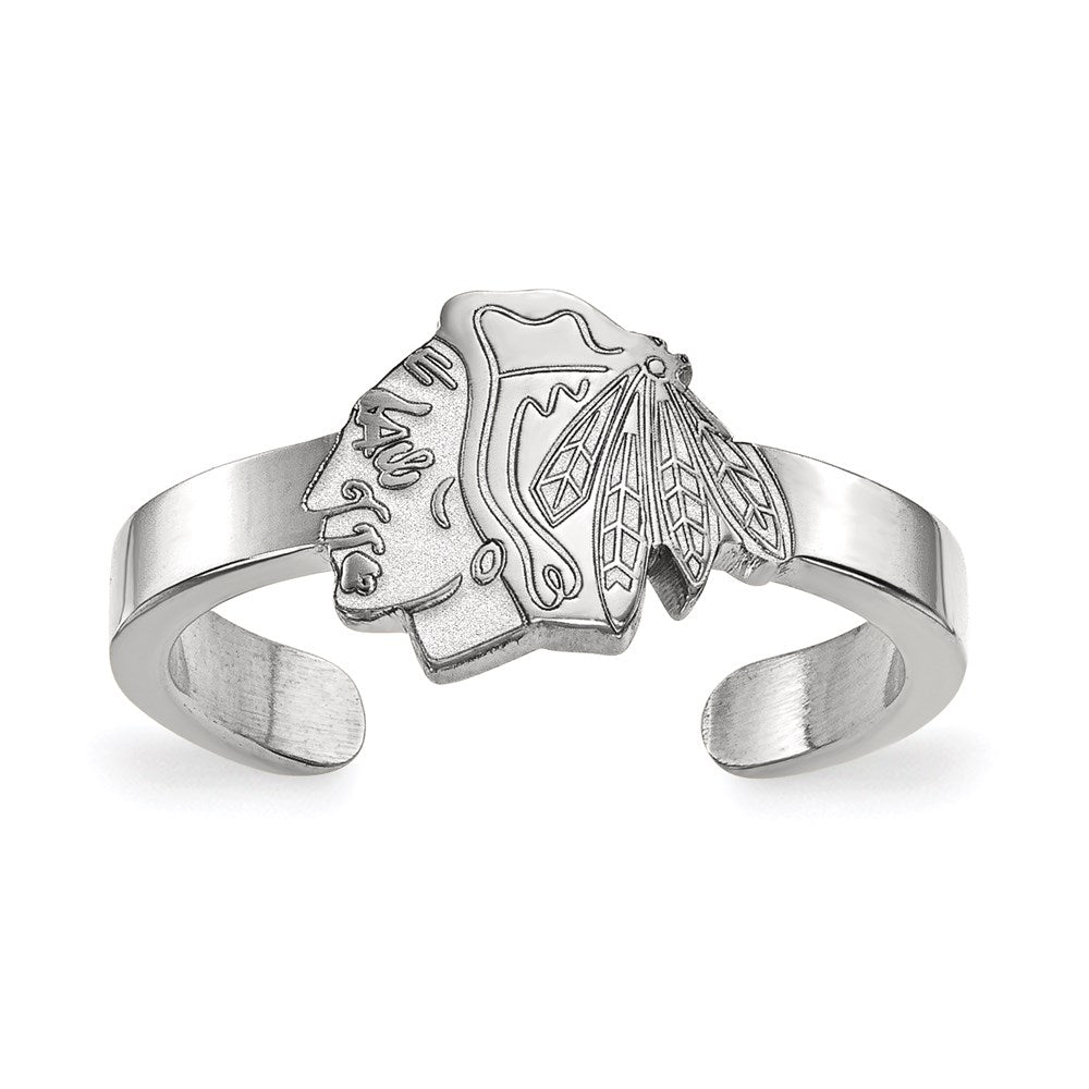 Sterling Silver Rhodium-plated NHL LogoArt Chicago Blackhawks Toe Ring