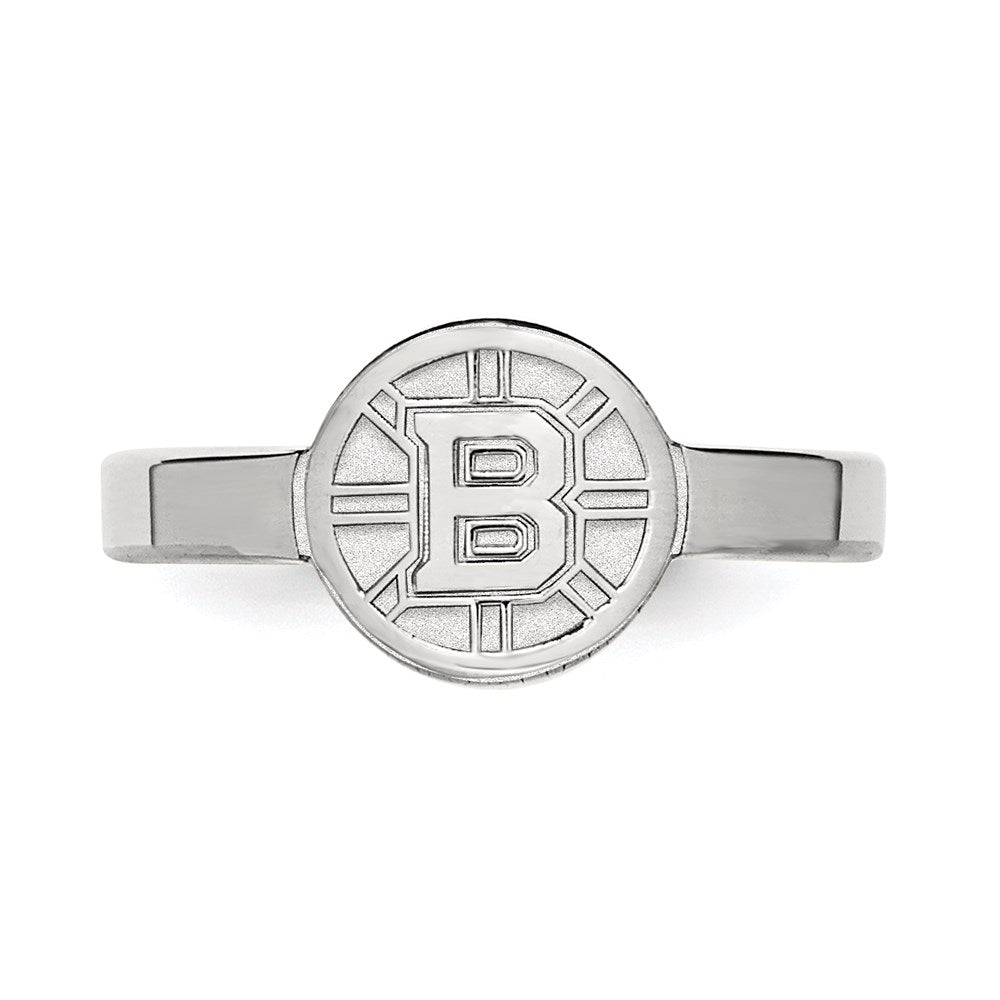 Sterling Silver Rhodium-plated NHL LogoArt Boston Bruins Toe Ring