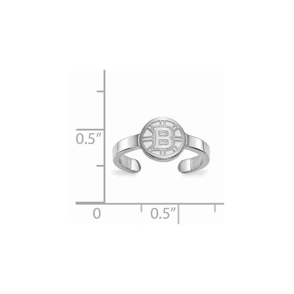 Sterling Silver Rhodium-plated NHL LogoArt Boston Bruins Toe Ring
