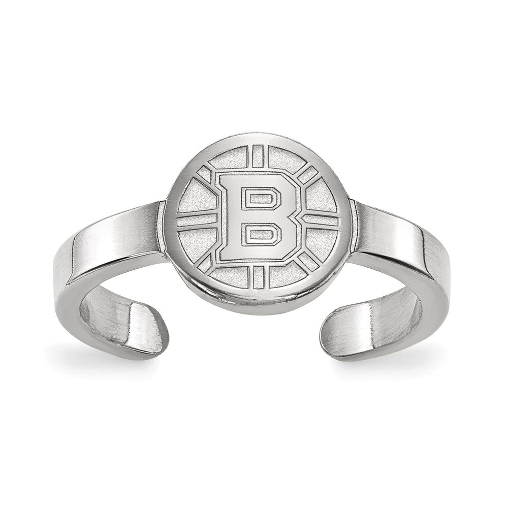 Sterling Silver Rhodium-plated NHL LogoArt Boston Bruins Toe Ring