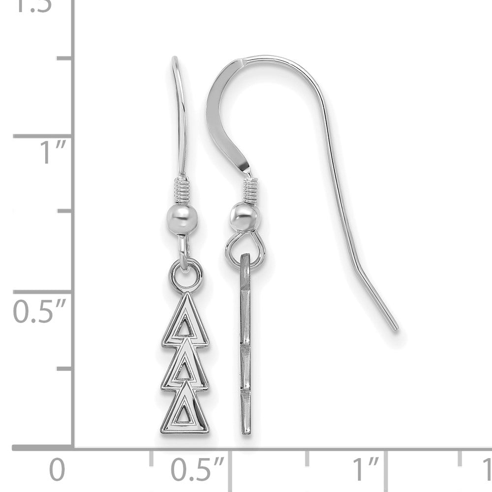 Sterling Silver Rhodium-plated LogoArt Delta Delta Delta Sorority Greek Letters Small Dangle Wire Earrings
