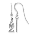 Sterling Silver Rhodium-plated LogoArt Delta Zeta Extra Sorority Greek Letters Small Dangle Wire Earrings