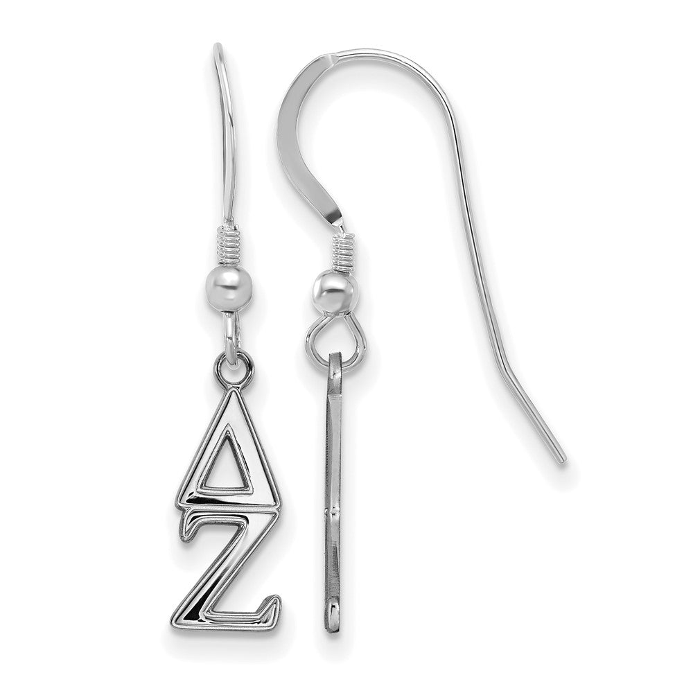 Sterling Silver Rhodium-plated LogoArt Delta Zeta Extra Sorority Greek Letters Small Dangle Wire Earrings