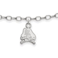 Sterling Silver Rhodium-plated LogoArt East Carolina University Pirate 9 inch Anklet