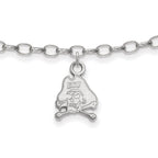 Sterling Silver Rhodium-plated LogoArt East Carolina University Pirate 9 inch Anklet