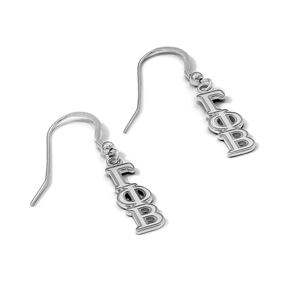 Sterling Silver Rhodium-plated LogoArt Gamma Phi Beta Extra Sorority Greek Letters Small Dangle Wire Earrings