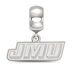 Sterling Silver Rhodium-plated LogoArt James Madison University J-M-U Extra Small Dangle Bead Charm