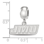 Sterling Silver Rhodium-plated LogoArt James Madison University J-M-U Extra Small Dangle Bead Charm