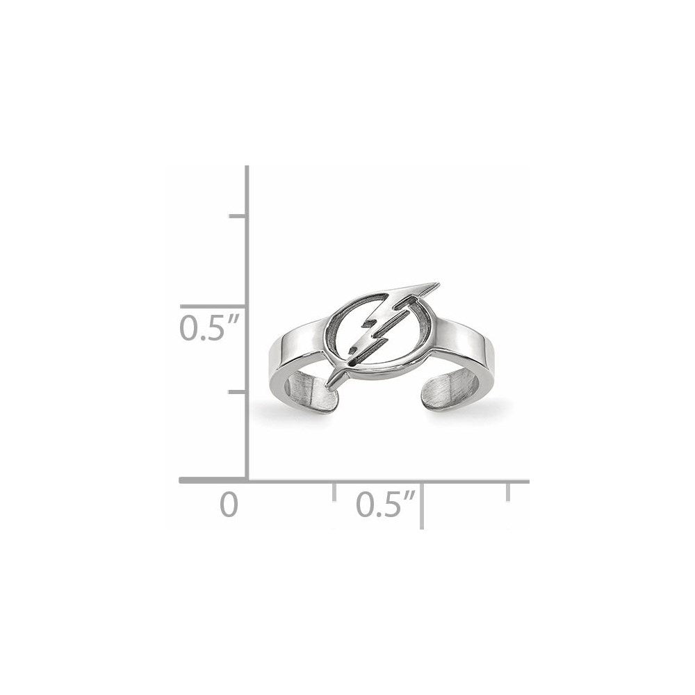 Sterling Silver Rhodium-plated NHL LogoArt Tampa Bay Lightning Toe Ring