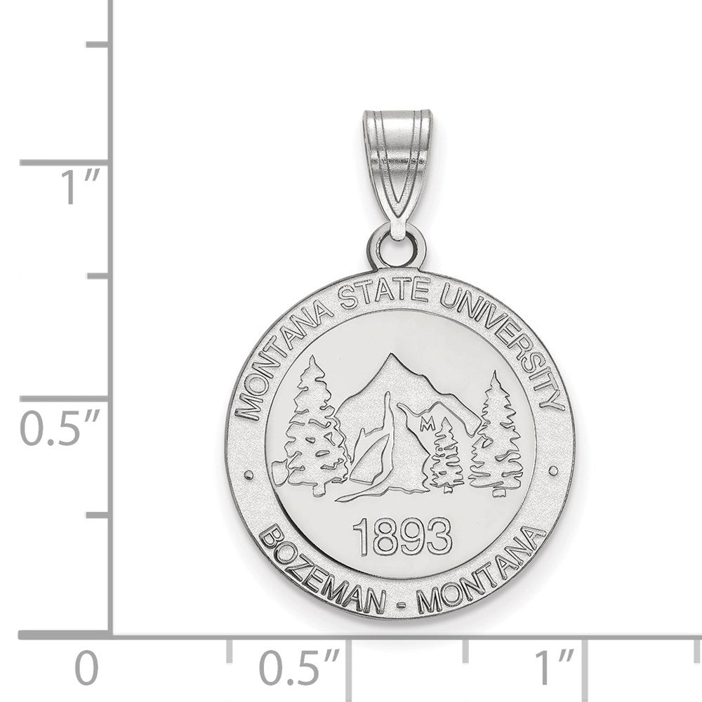 Sterling Silver Rhodium-plated LogoArt Montana State University Large Crest Pendant