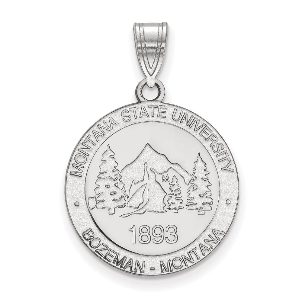 Sterling Silver Rhodium-plated LogoArt Montana State University Large Crest Pendant