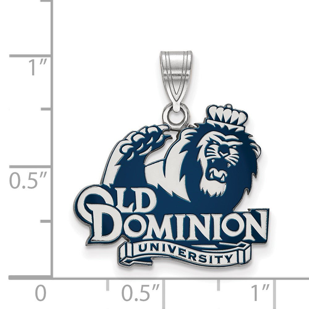 Sterling Silver Rhodium-plated LogoArt Old Dominion University Large Enameled Pendant