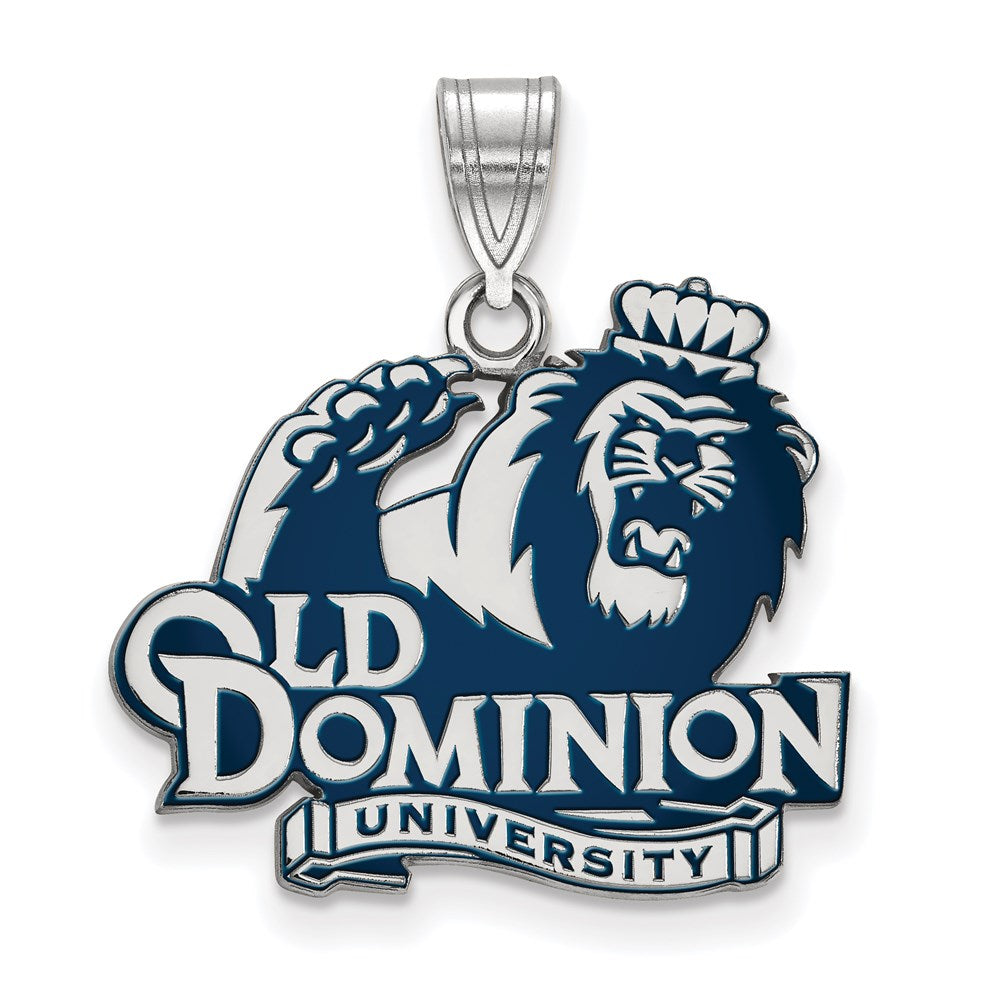 Sterling Silver Rhodium-plated LogoArt Old Dominion University Large Enameled Pendant