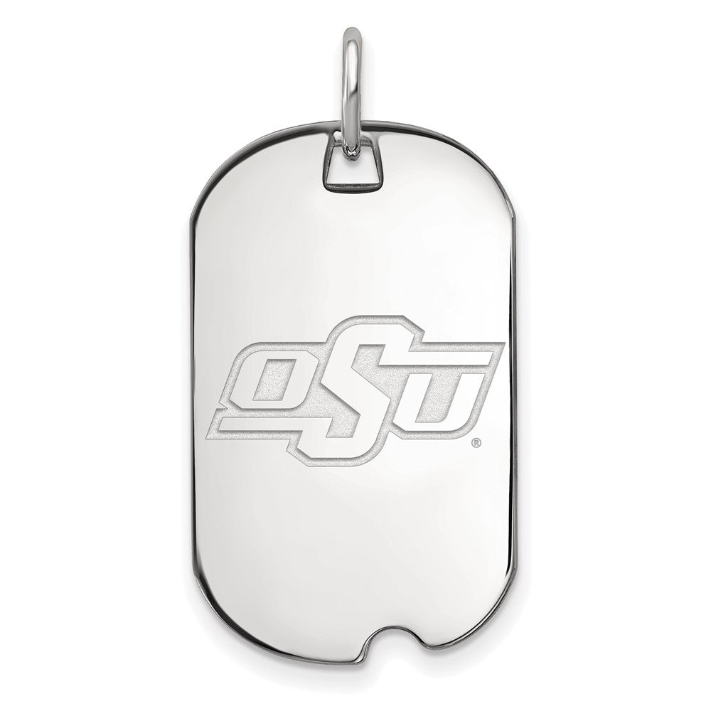 14k White Gold LogoArt Oklahoma State University O-S-U Small Dog Tag Pendant