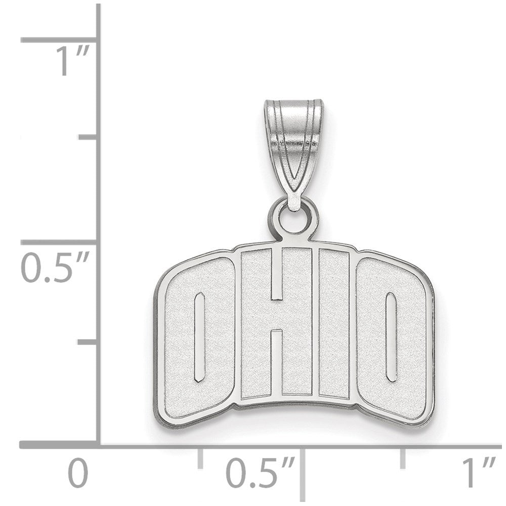 Sterling Silver Rhodium-plated LogoArt Ohio University Small Pendant