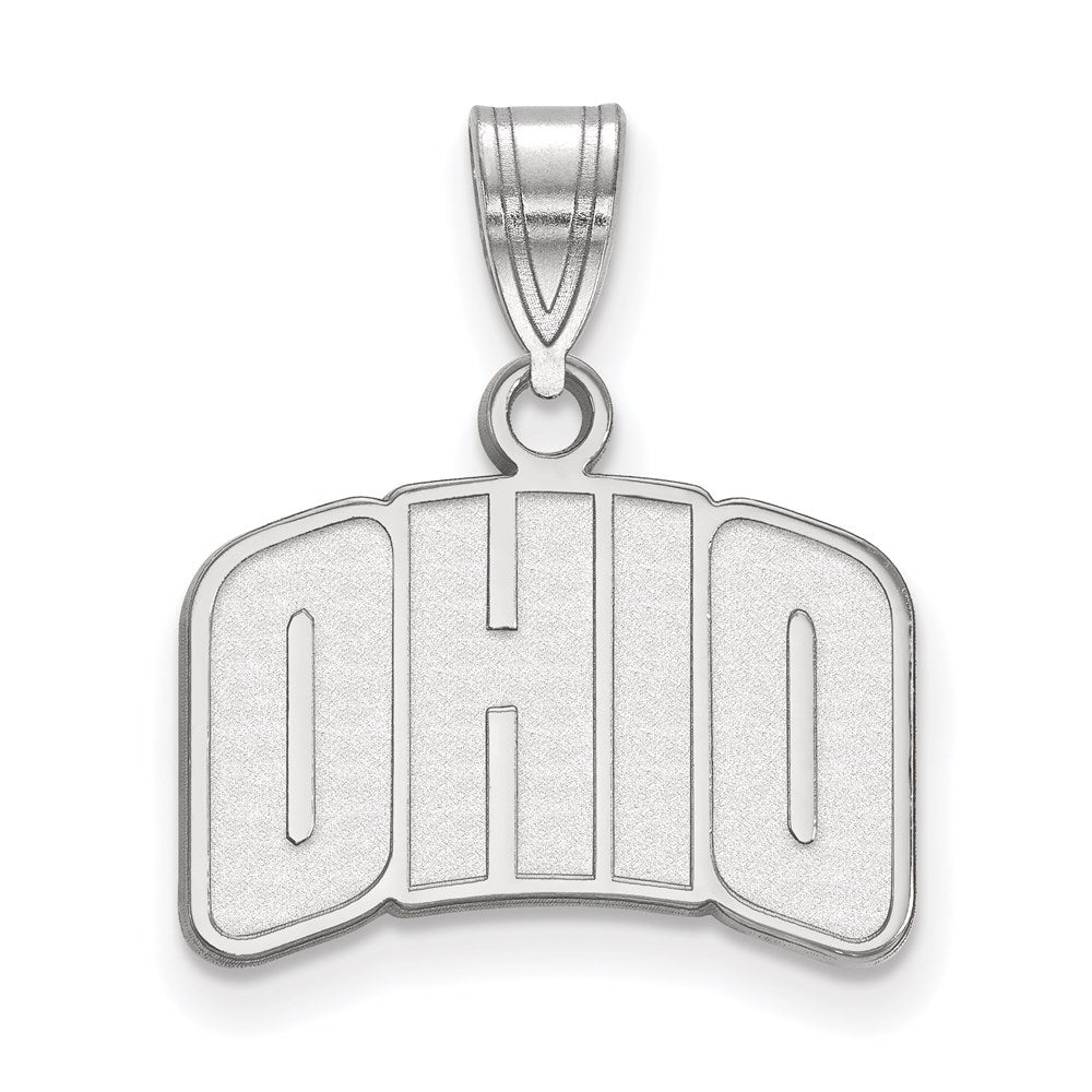 Sterling Silver Rhodium-plated LogoArt Ohio University Small Pendant
