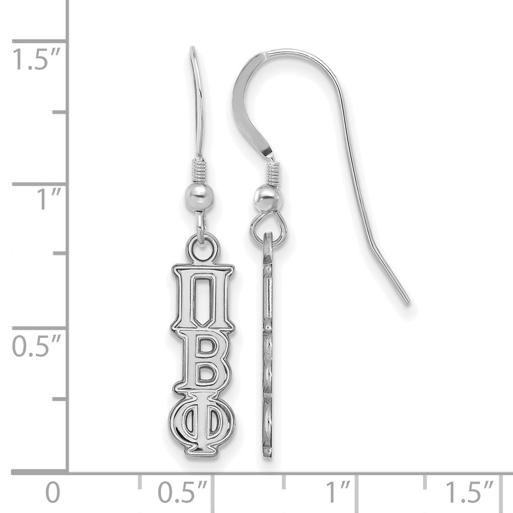 Sterling Silver Rhodium-plated LogoArt Pi Beta Phi Extra Sorority Greek Letters Small Dangle Wire Earrings