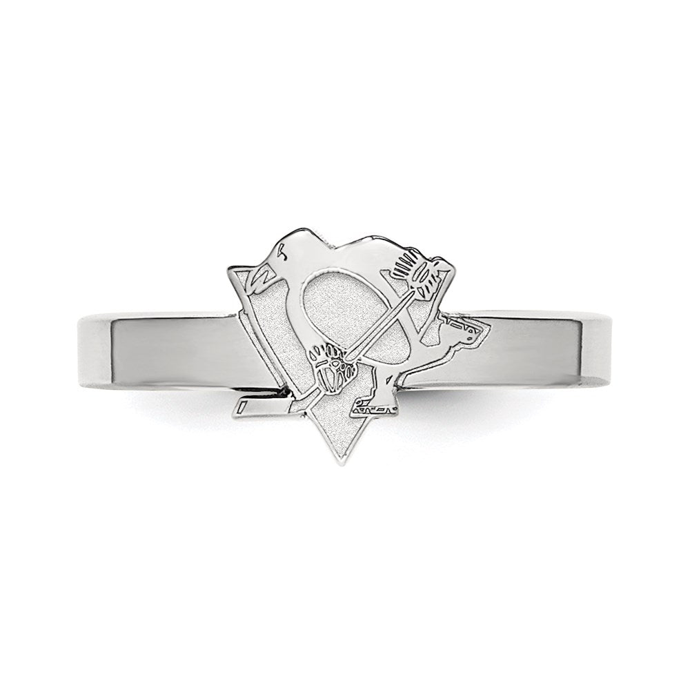 Sterling Silver Rhodium-plated NHL LogoArt Pittsburgh Penguins Toe Ring