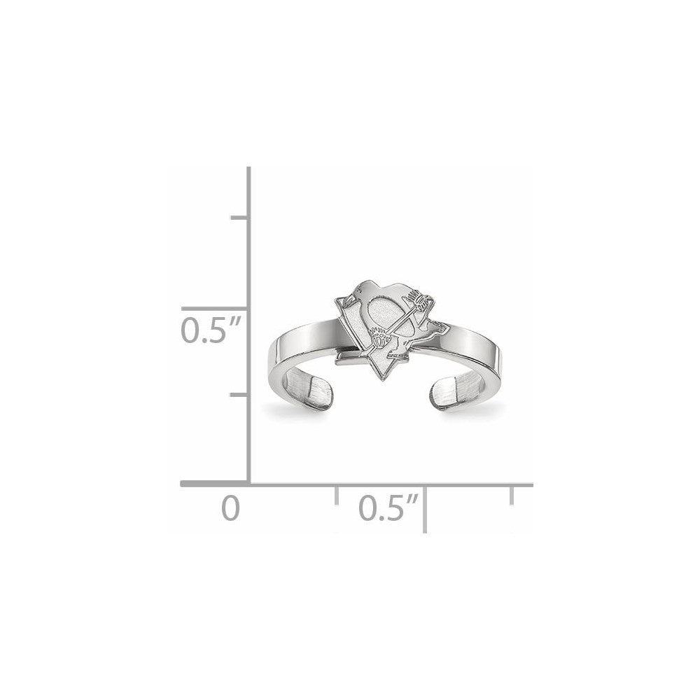 Sterling Silver Rhodium-plated NHL LogoArt Pittsburgh Penguins Toe Ring
