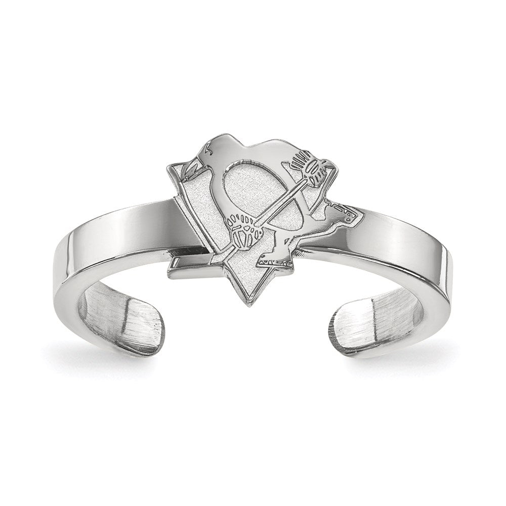 Sterling Silver Rhodium-plated NHL LogoArt Pittsburgh Penguins Toe Ring