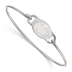 Sterling Silver Rhodium-plated LogoArt Penn State University Lion Small Center 7 inch Wire Bangle