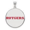 Sterling Silver Rhodium-plated LogoArt Rutgers University Extra Large Enameled Disc Pendant