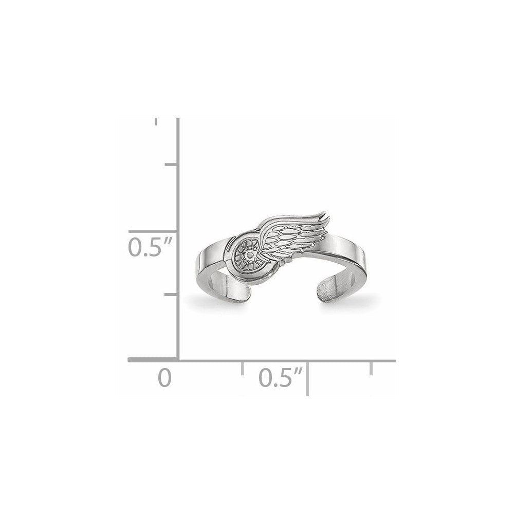Sterling Silver Rhodium-plated NHL LogoArt Detroit Red Wings Toe Ring