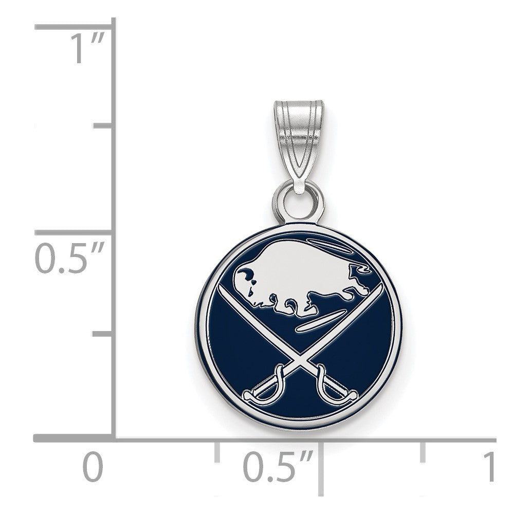 Sterling Silver Rhodium-plated NHL LogoArt Buffalo Sabres Small Enameled Pendant