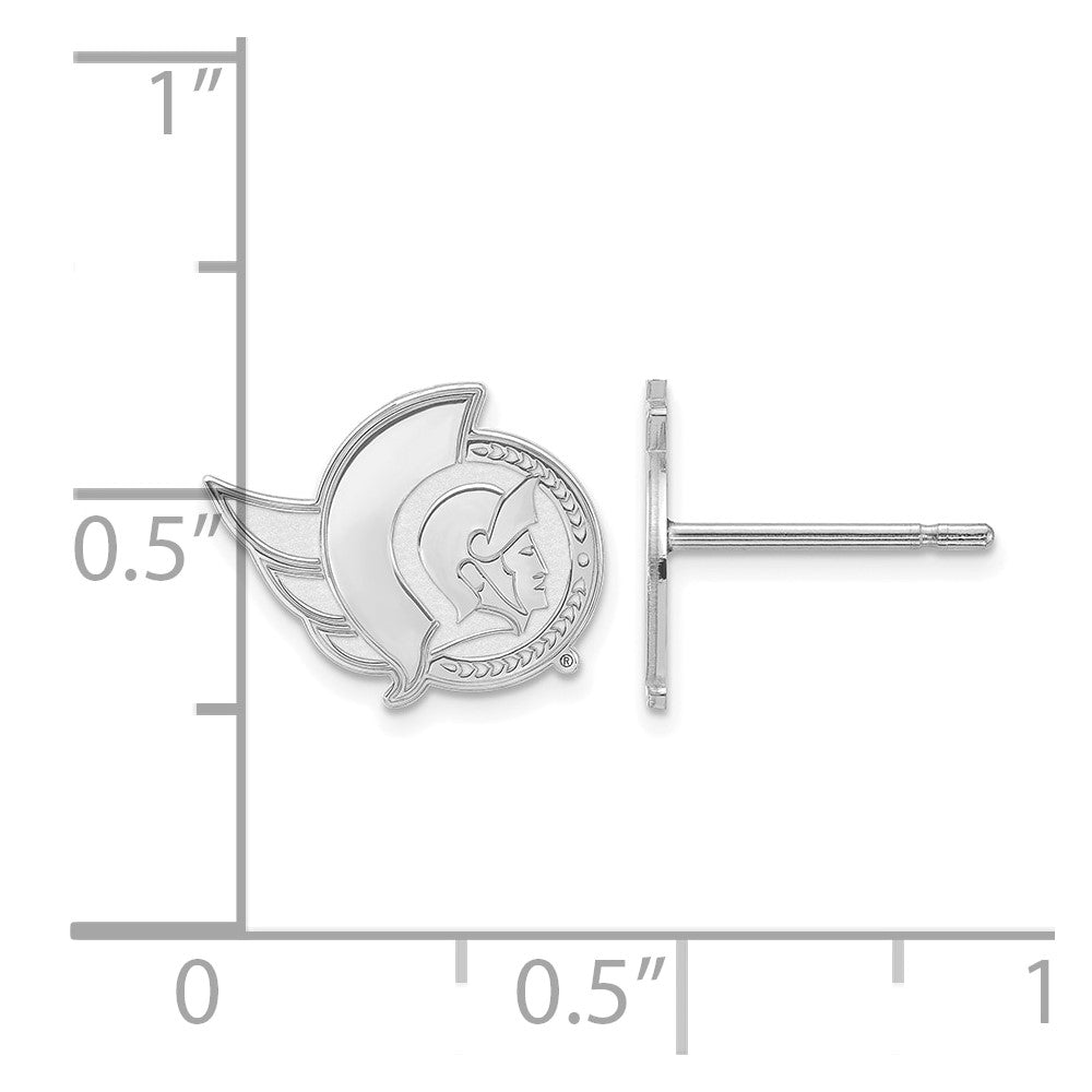 Sterling Silver Rhodium-plated NHL LogoArt Ottawa Senators Extra Small Post Earrings