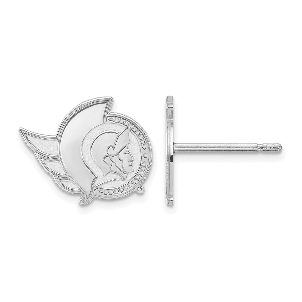 Sterling Silver Rhodium-plated NHL LogoArt Ottawa Senators Extra Small Post Earrings