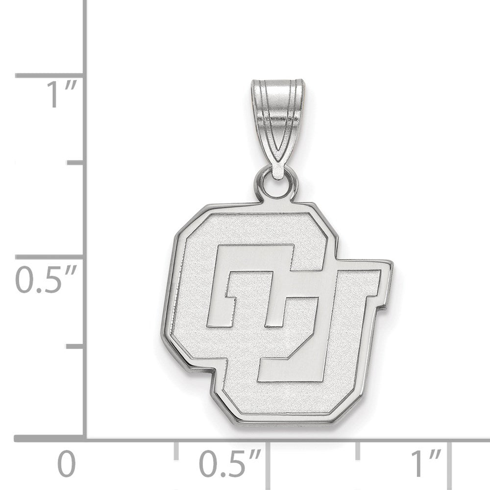 Sterling Silver Rhodium-plated LogoArt University of Colorado C-U Medium Pendant