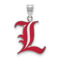 Sterling Silver Rhodium-plated LogoArt University of Louisville Letter L Large Enameled Pendant