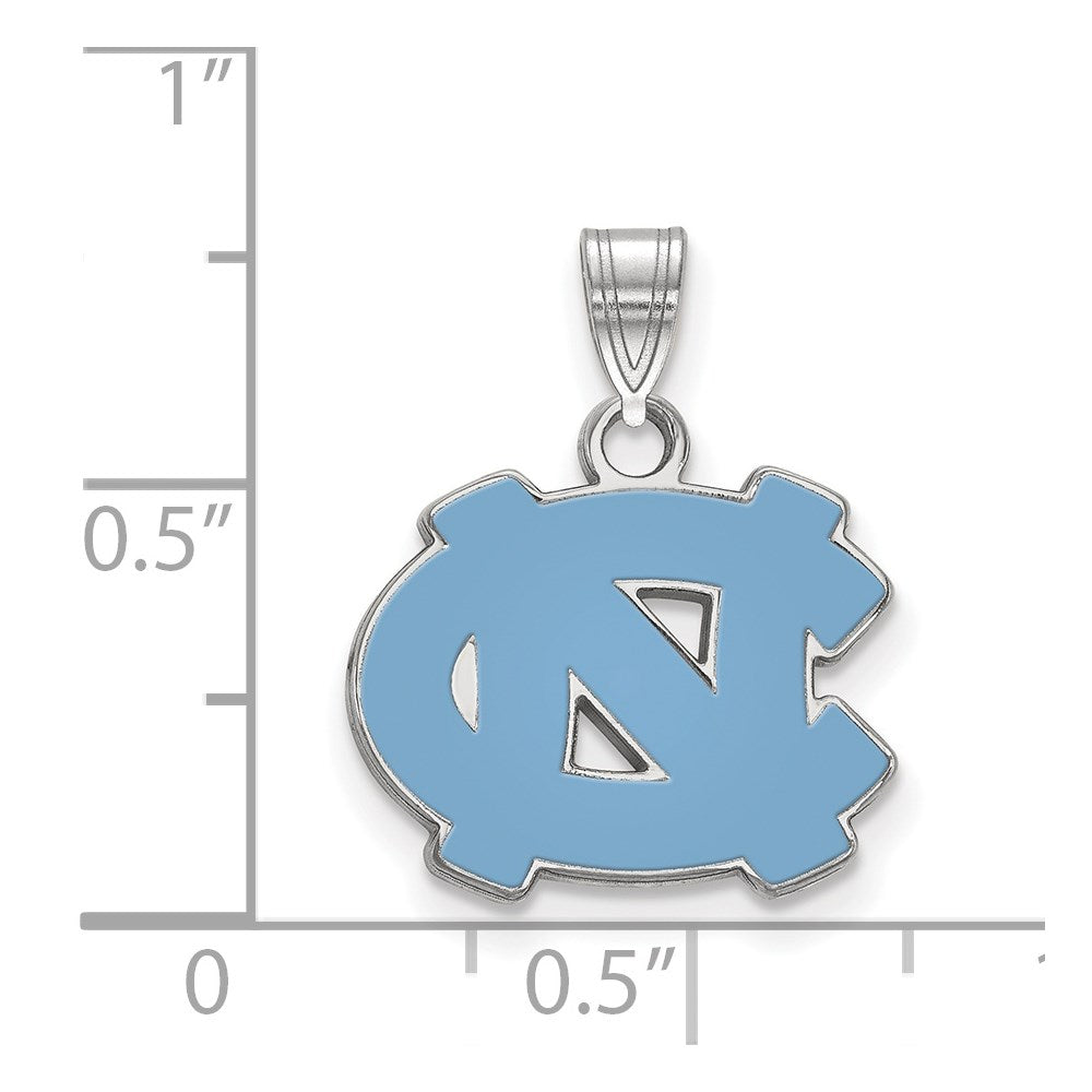 Sterling Silver Rhodium-plated LogoArt University of North Carolina N-C Small Enameled Pendant