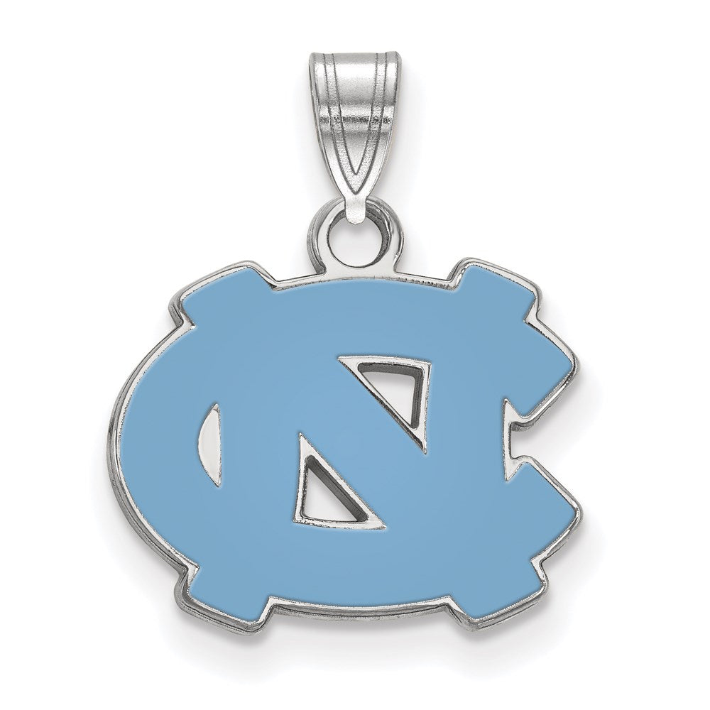 Sterling Silver Rhodium-plated LogoArt University of North Carolina N-C Small Enameled Pendant