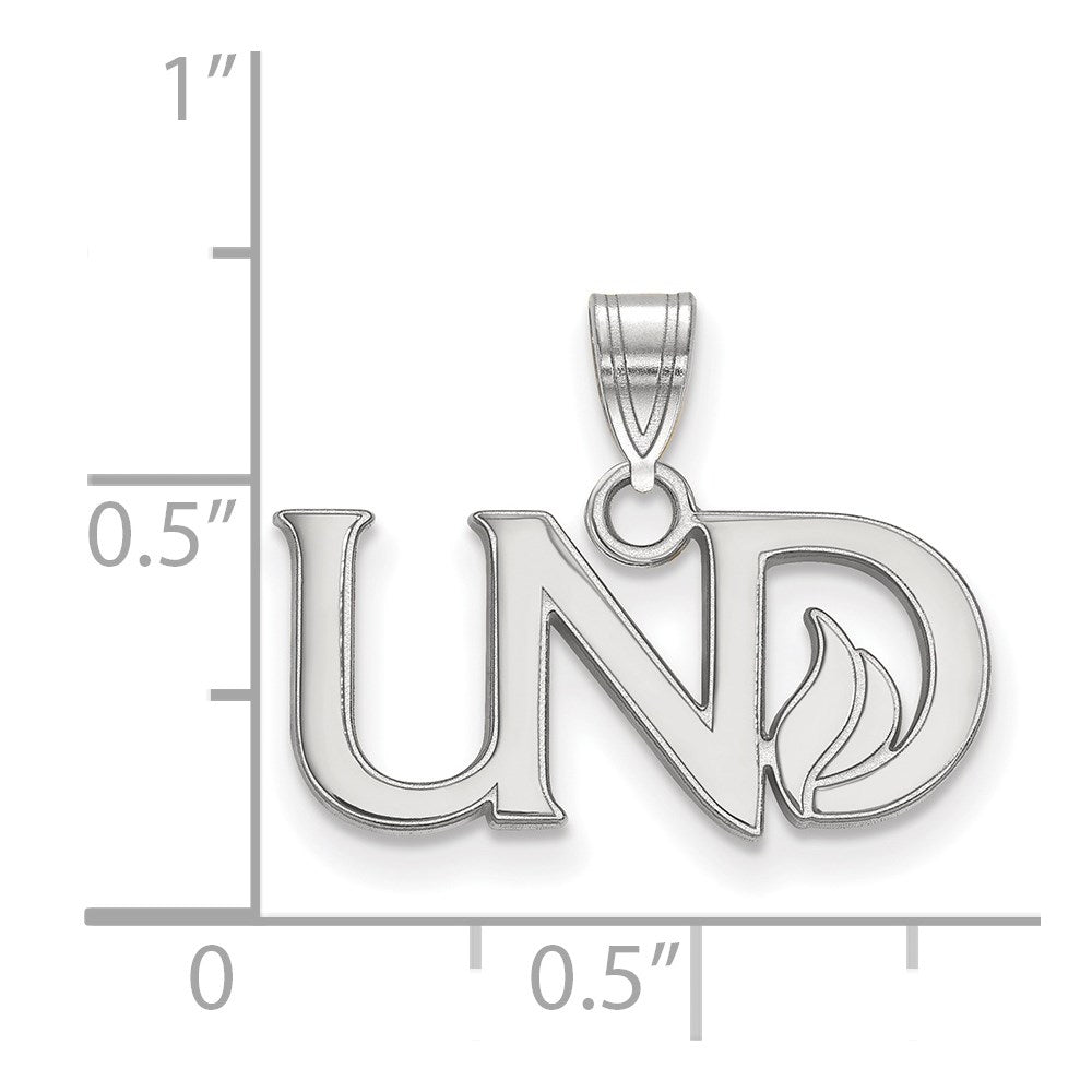 Sterling Silver Rhodium-plated LogoArt University of North Dakota U-N-D Small Pendant