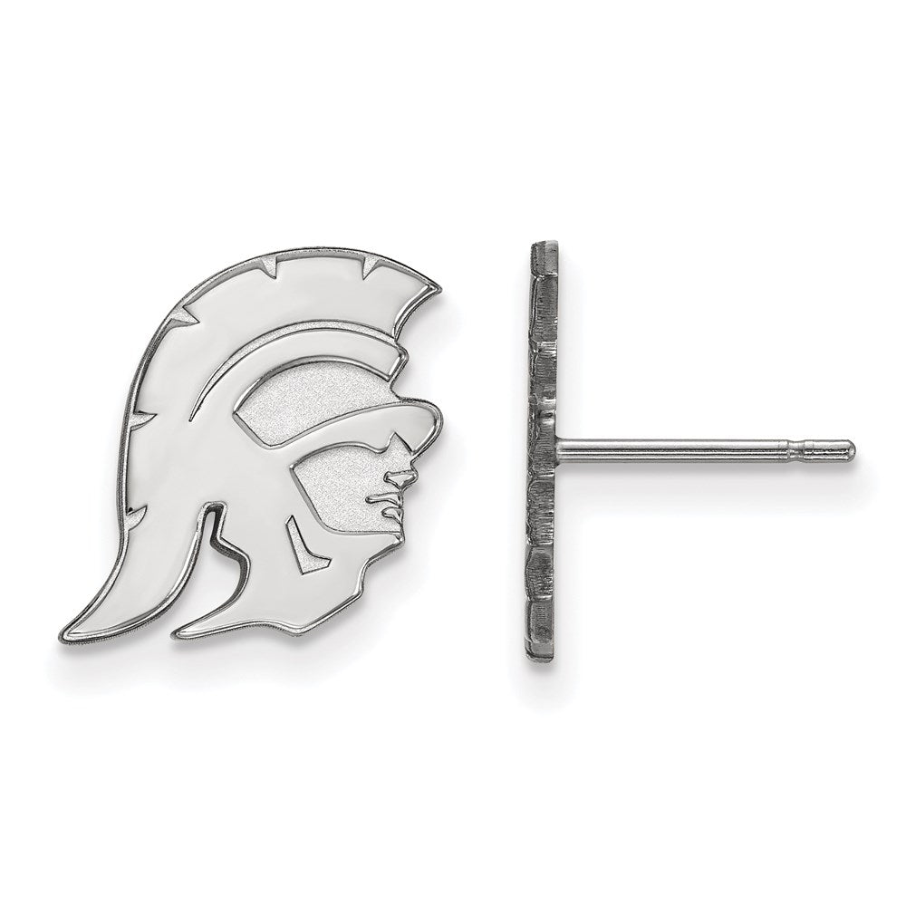 Sterling Silver Rhodium-plated University of Southern California Trojan Small Post Earrings