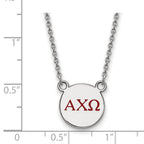 Sterling Silver Rhodium-plated LogoArt Alpha Chi Omega Sorority Greek Letters Small Color Enamel Pendant 18 inch Necklace