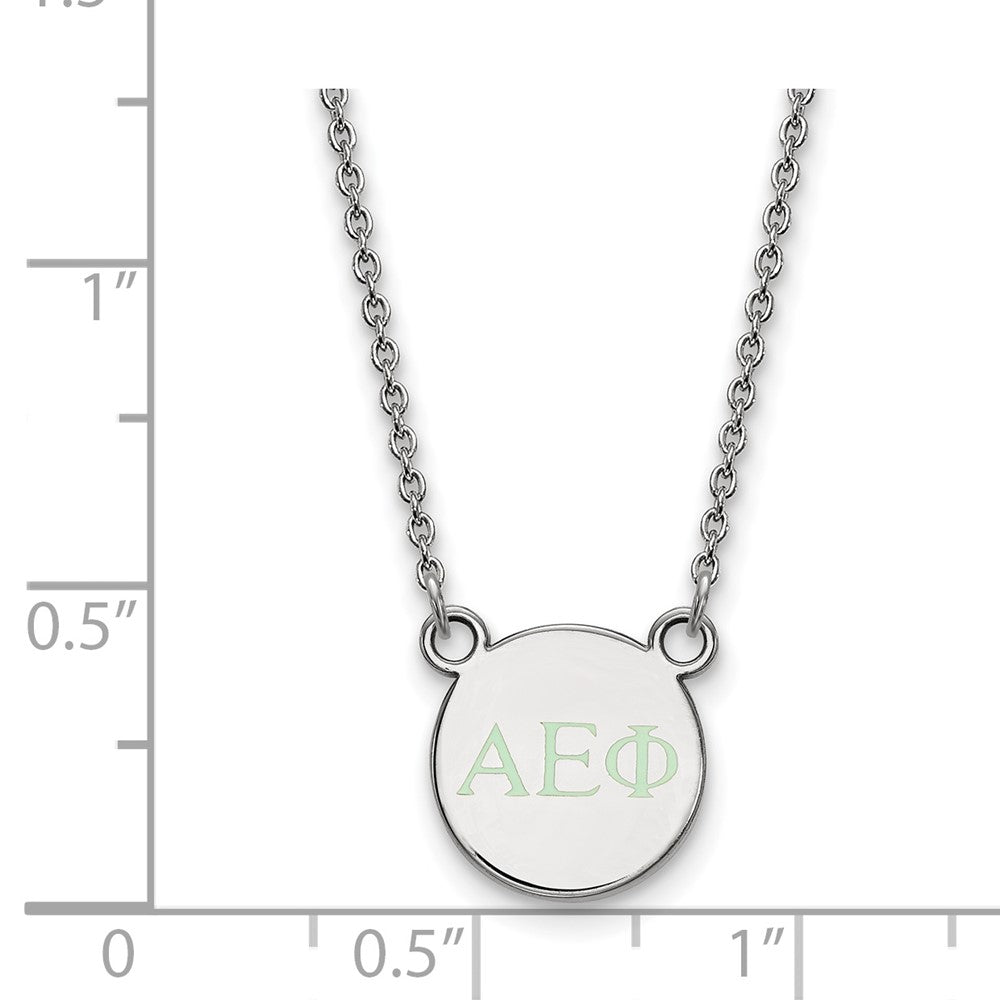 Sterling Silver Rhodium-plated LogoArt Alpha Epsilon Phi Sorority Greek Letters Extra Small Color Enamel Pendant 18 inch Necklace