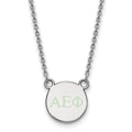 Sterling Silver Rhodium-plated LogoArt Alpha Epsilon Phi Sorority Greek Letters Extra Small Color Enamel Pendant 18 inch Necklace
