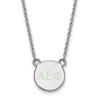 Sterling Silver Rhodium-plated LogoArt Alpha Epsilon Phi Sorority Greek Letters Extra Small Color Enamel Pendant 18 inch Necklace