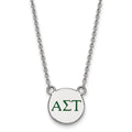 Sterling Silver Rhodium-plated LogoArt Alpha Sigma Tau Sorority Greek Letters Small Color Enamel Pendant 18 inch Necklace