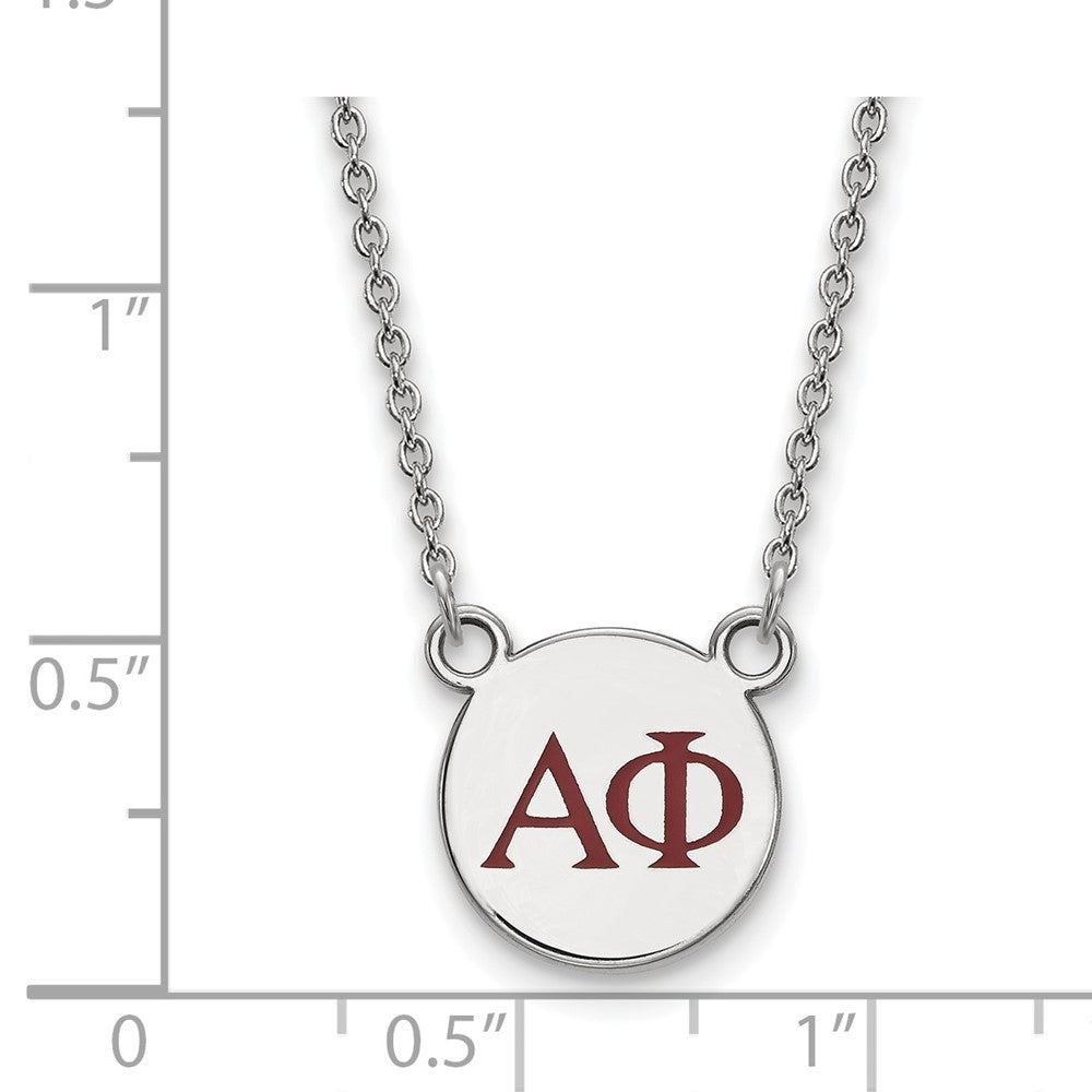 Sterling Silver Rhodium-plated LogoArt Alpha Phi Sorority Greek Letters Small Color Enamel Pendant 18 inch Necklace