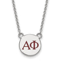 Sterling Silver Rhodium-plated LogoArt Alpha Phi Sorority Greek Letters Small Color Enamel Pendant 18 inch Necklace