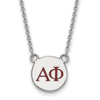 Sterling Silver Rhodium-plated LogoArt Alpha Phi Sorority Greek Letters Small Color Enamel Pendant 18 inch Necklace