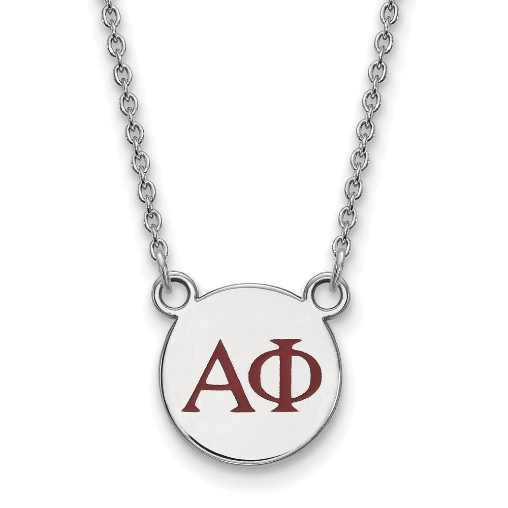 Sterling Silver Rhodium-plated LogoArt Alpha Phi Sorority Greek Letters Small Color Enamel Pendant 18 inch Necklace