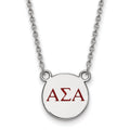 Sterling Silver Rhodium-plated LogoArt Alpha Sigma Alpha Sorority Greek Letters Small Color Enamel Pendant 18 inch Necklace