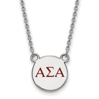 Sterling Silver Rhodium-plated LogoArt Alpha Sigma Alpha Sorority Greek Letters Small Color Enamel Pendant 18 inch Necklace
