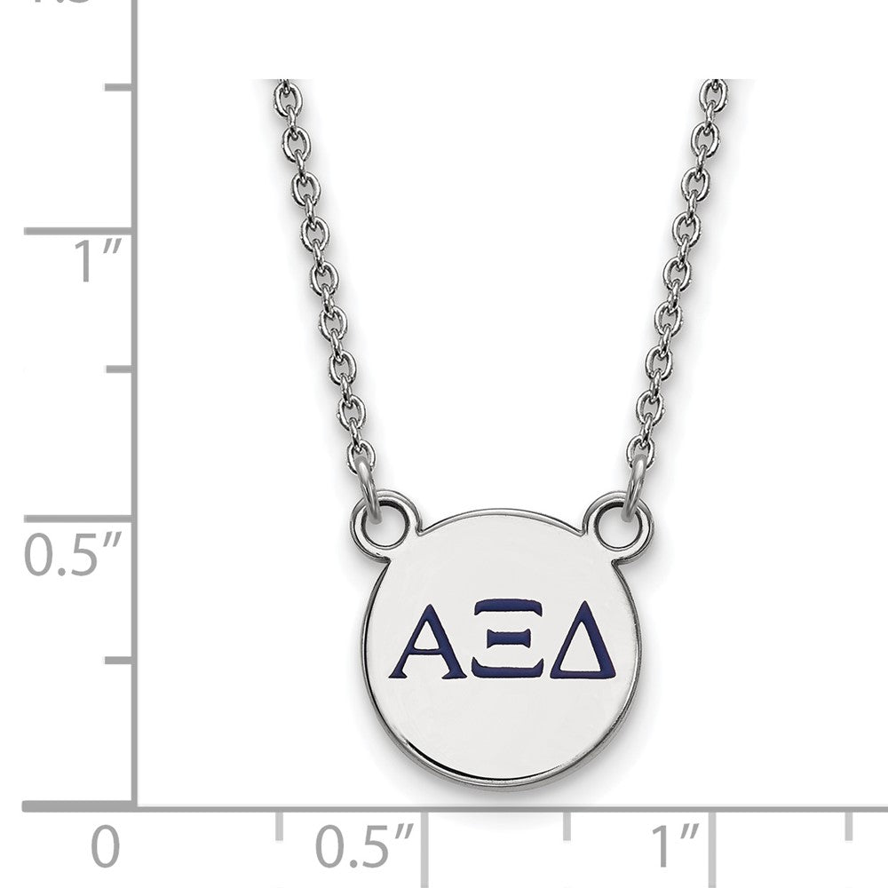 Sterling Silver Rhodium-plated LogoArt Alpha Xi Delta Sorority Greek Letters Extra Small Color Enamel Pendant 18 inch Necklace